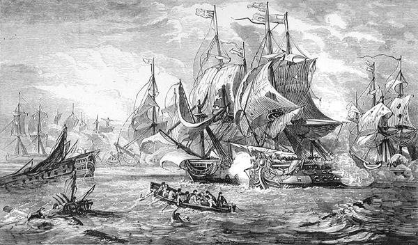 A Vitória de Lord Howe fora de Ushant de English School