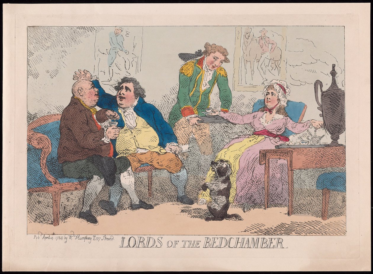 Senhores do Bedchamber, pub. 1784 (gravura colorida à mão) de English School