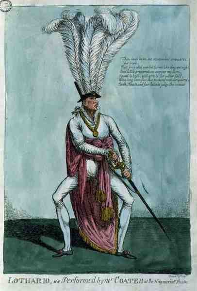 "Lothario, como interpretado pelo Sr. Coates no Haymarket Theatre, 9 de Dezembro de 1811, pub. por William Holland de English School