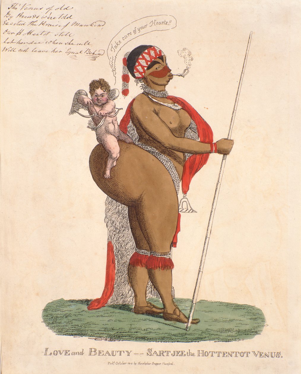 Amor e Beleza - Sartjee the Hottentot Venus, 1810 (gravura com a mão) de English School