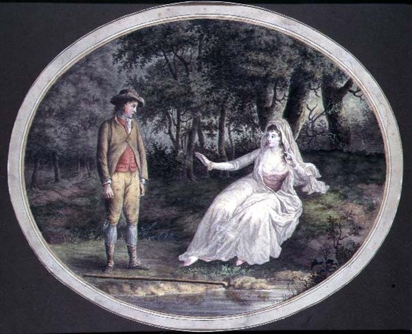 Amantes na Paisagem de uma Floresta de English School