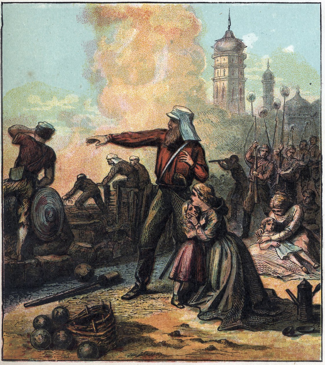 O cerco de Lucknow durante a revolta dos Cipayes contra o poder britânico na Índia de English School