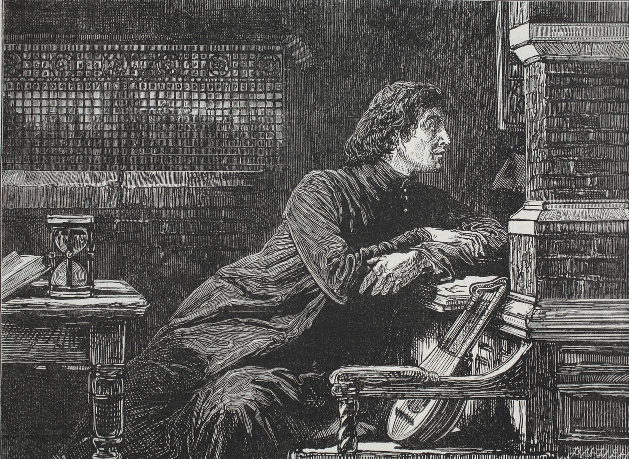 Luther no caixão, ilustração da história do protestantismo por James Aitken Wylie (1808-1890), bar. 1878 de English School