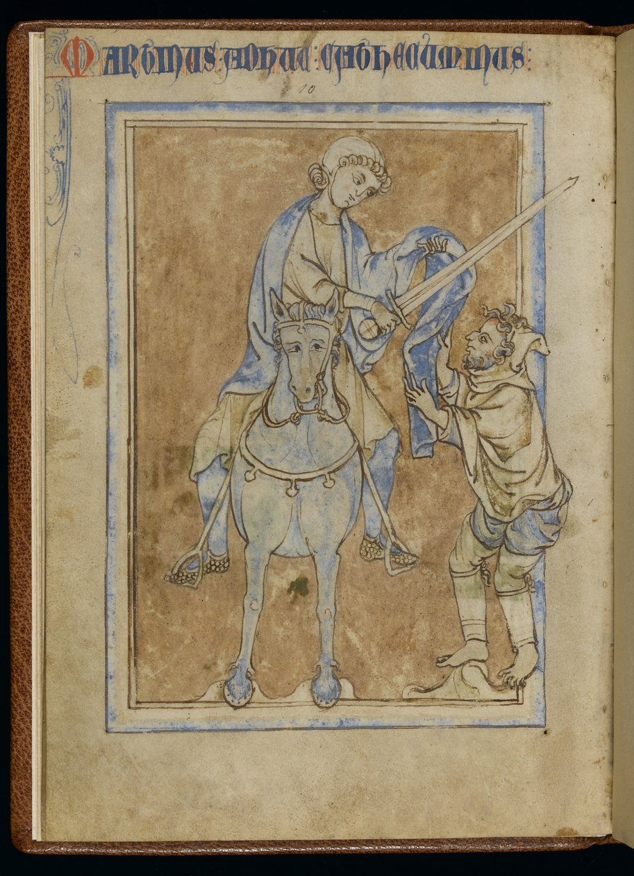 MS 370, St. Martin e o mendigo, a partir de um manuscrito iluminado (caneta & tinta e têmpera em velino) de English School