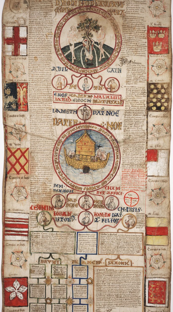 MS Lewis E 201 seção 2, Crônica da História do Mundo desde a Criação até Woden, com uma Genealogia de Eduardo IV, c.1461 de English School