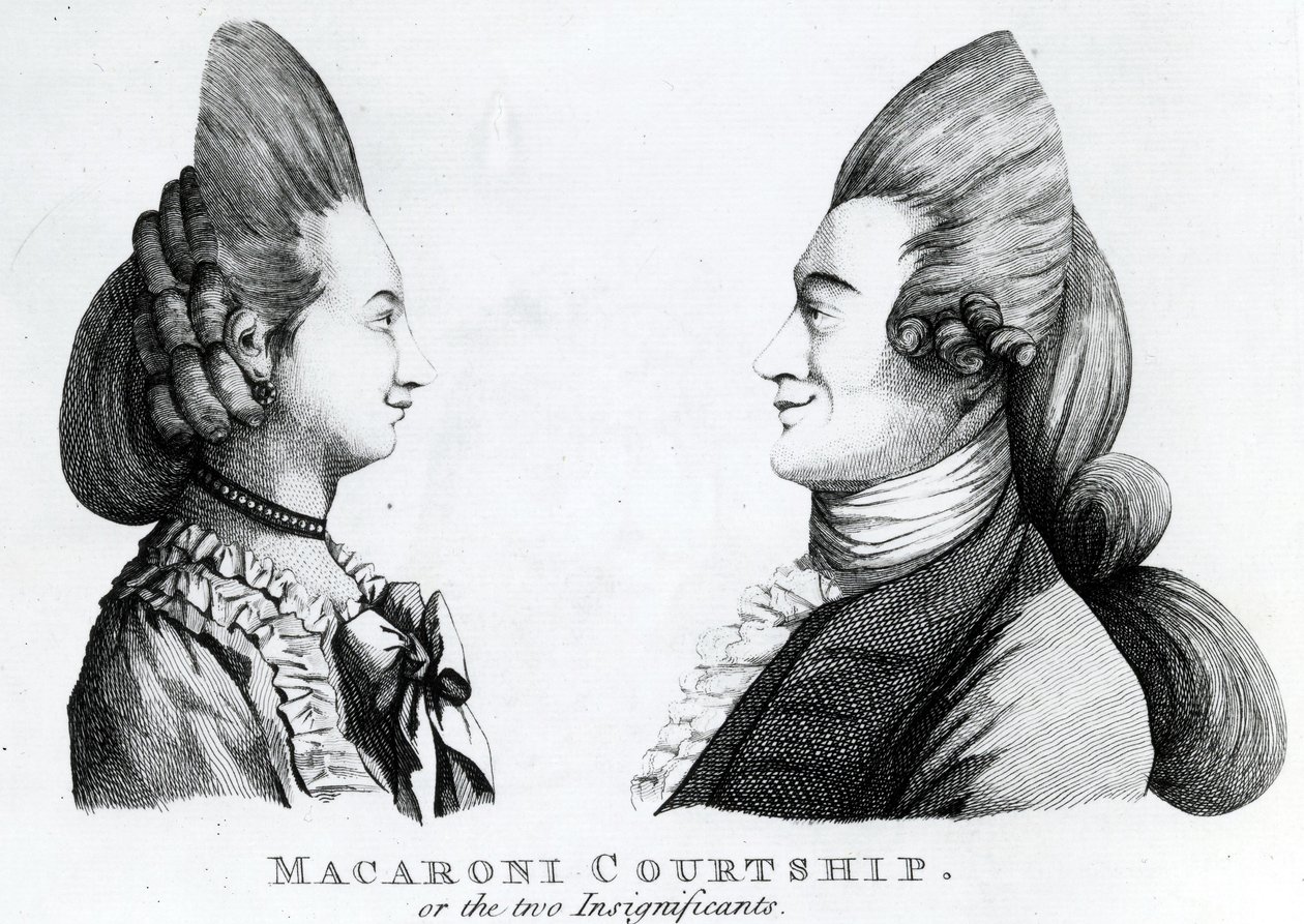 Corte de Macarrão, ou os dois insignificantes, publicado por M. Darly, 1772 (mezzotint) de English School