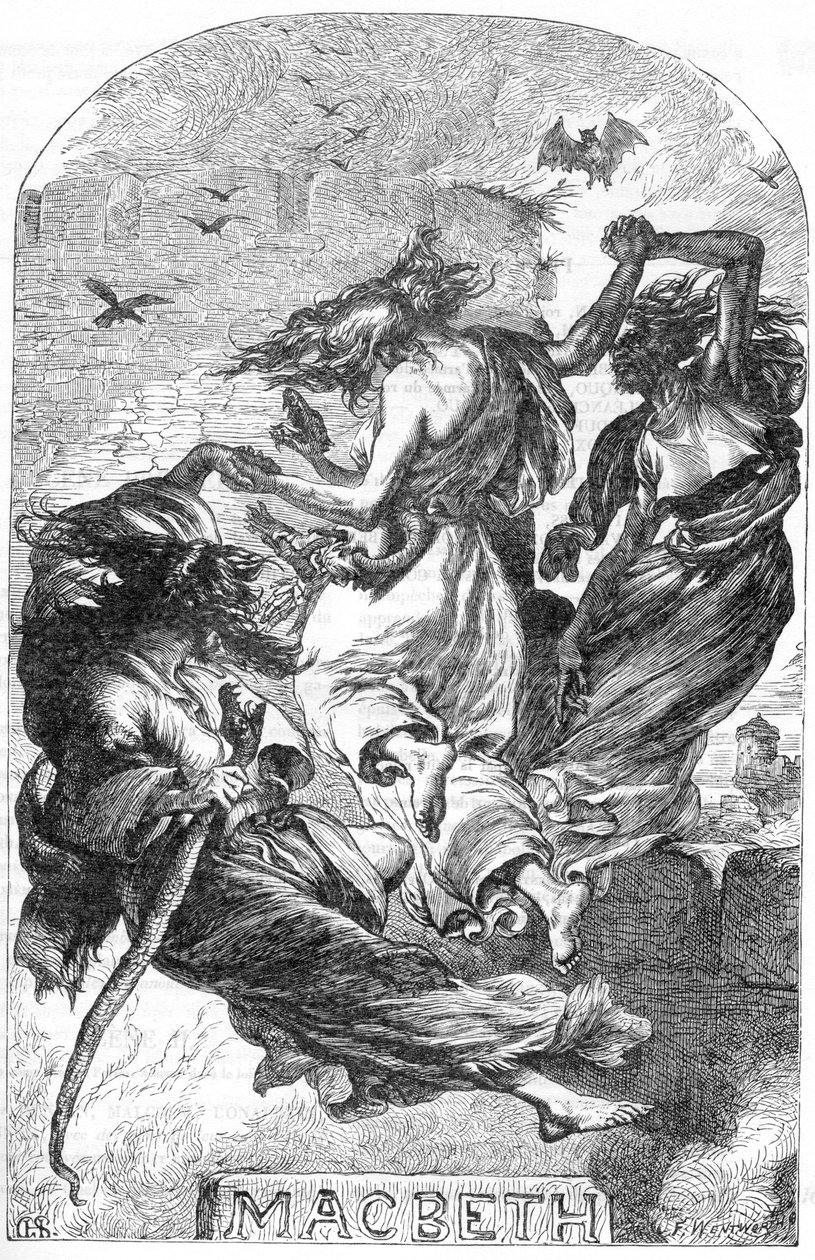 Macbeth - Ilustração em "Completes de William Shakespeare" 1866 - As ilustrações e a forma geral desta edição são emprestadas do Shakespeare ilustrado de Cassell, publicado em Londres de English School
