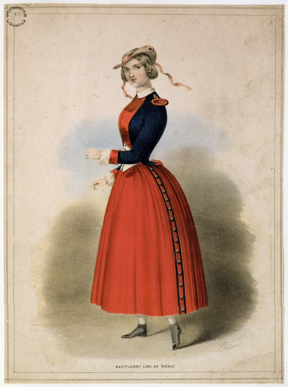 Mademoiselle Jenny Lind (1820-1887) como Marie, c.1847 de English School