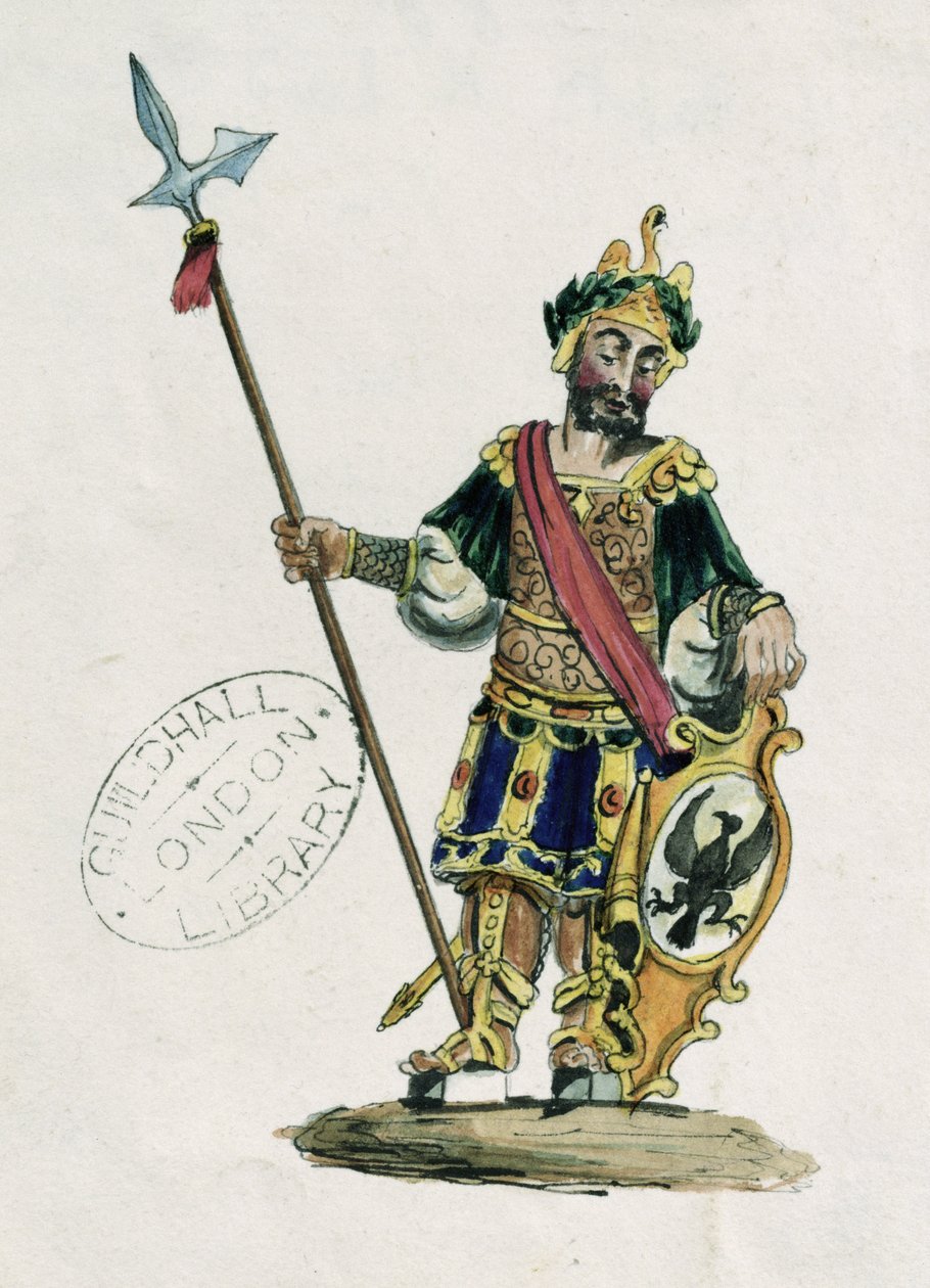 Magog, ilustração das estátuas de Guildhall dos gigantes lendários (ver também 106547) de English School