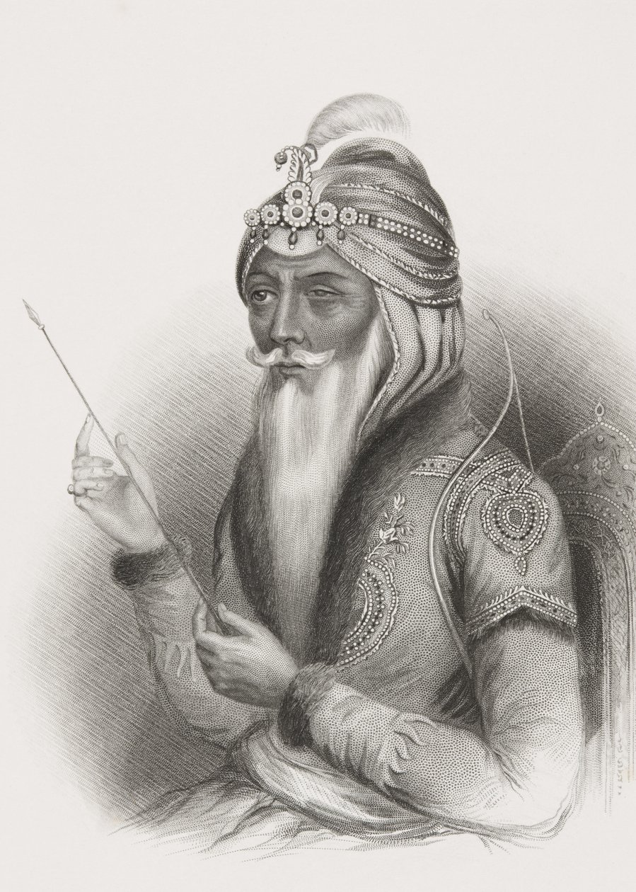 Maharaja Ranjit Singh, da &39;Galeria de Retratos Históricos&39;, publicado em 1880 de English School