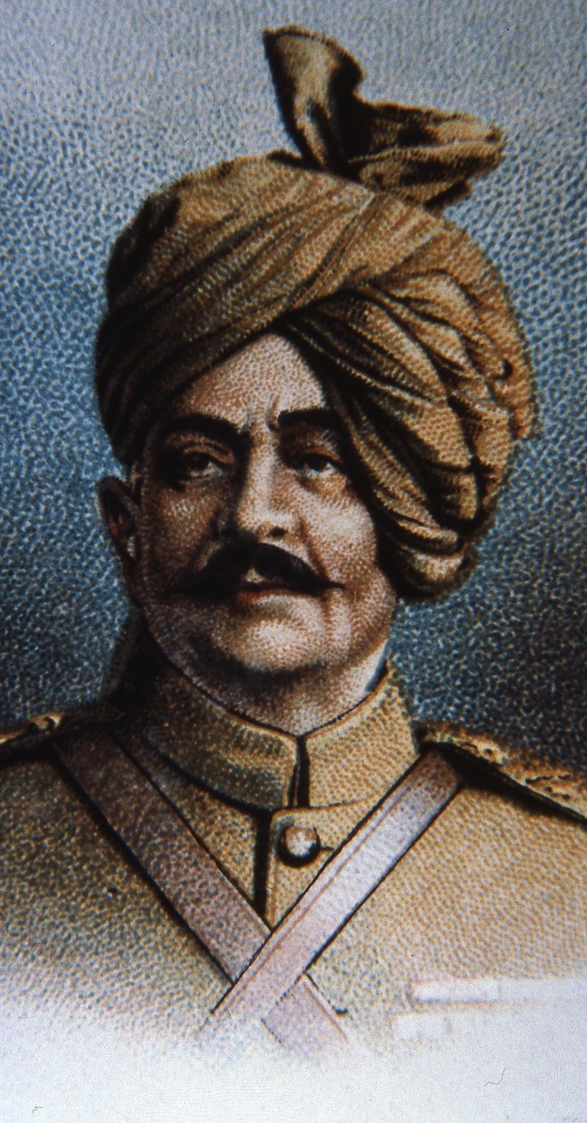 Maharajah Sir Pertab Singh, Coronel dos Jodhpur Lancers (cor litho) de English School