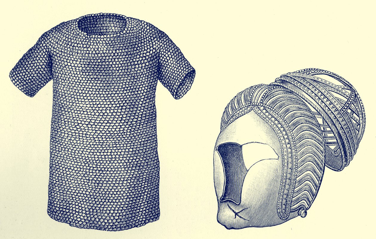 Casaco de correio e capacete de prata, antes de 450 d.C., de "A Short History of the English People de English School