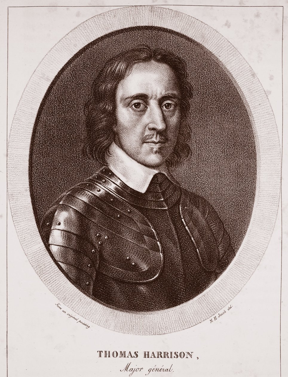 Major General Thomas Harrison, atribuído a NH Jacob, gravado por de Langlume de English School