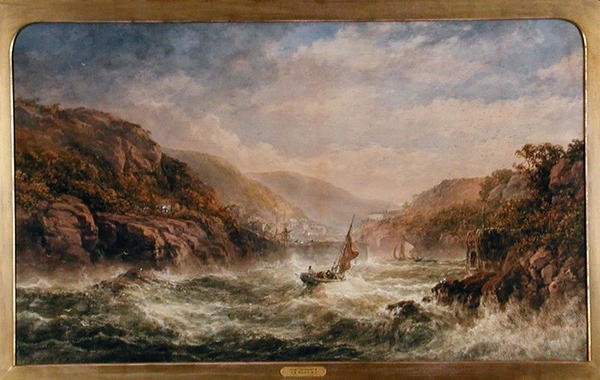 "Making for Port", um porto de campo do oeste em clima de esquina, c.1880 (aguarela sobre papel) de English School