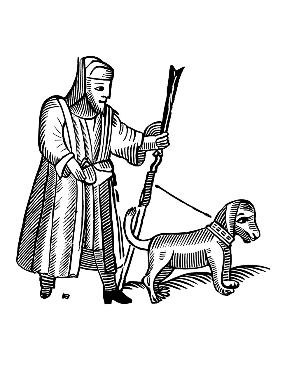 Homem, andar, seu, cão de English School