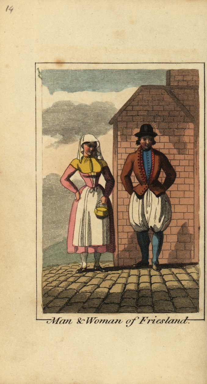 Homem e mulher de Friesland, Holanda de English School