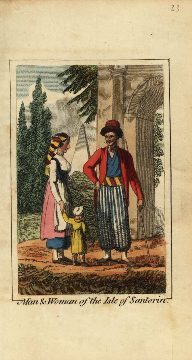 Homem e mulher da Ilha de Santorini, Grécia de English School