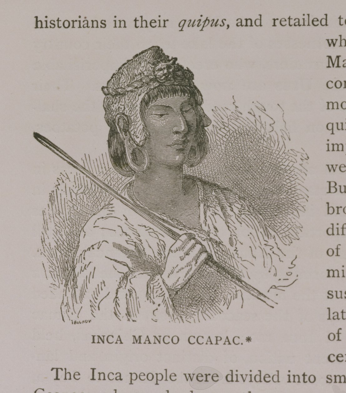 Manco Capac (c.1200 dC), de "História Narrativa e Crítica da América", pub. em 1889 (gravura) de English School