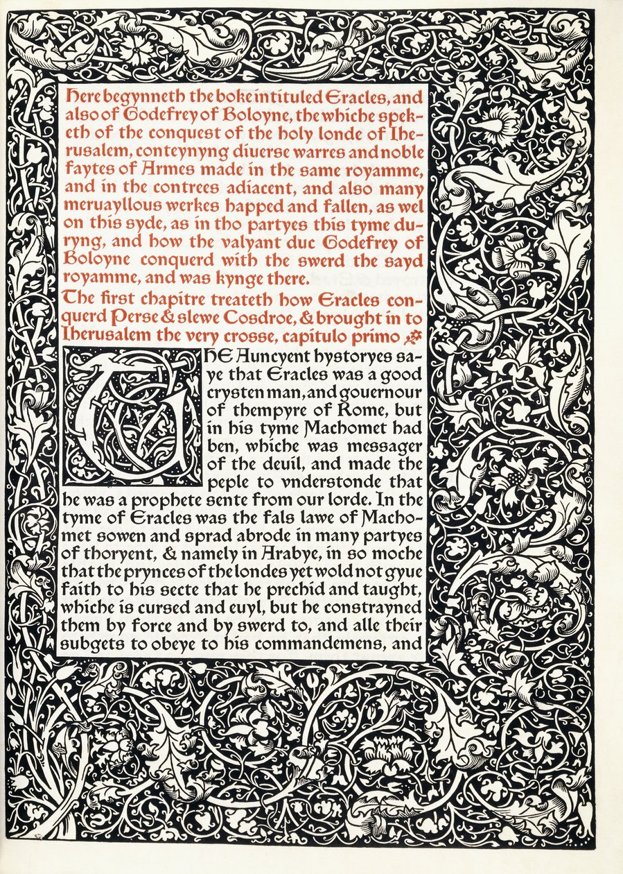 Manuscrito com "G" inicial historiada e borda de página inteira, 1893 de English School