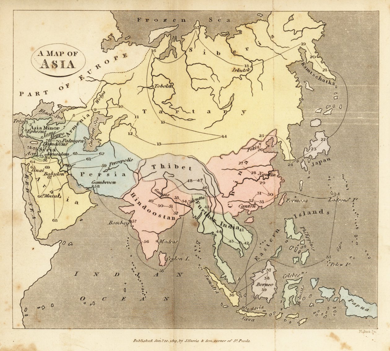 Mapa da Ásia, início do século XIX de English School