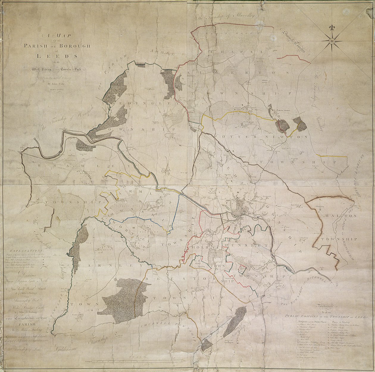 Mapa de Leeds, levantado por John Tuke de English School