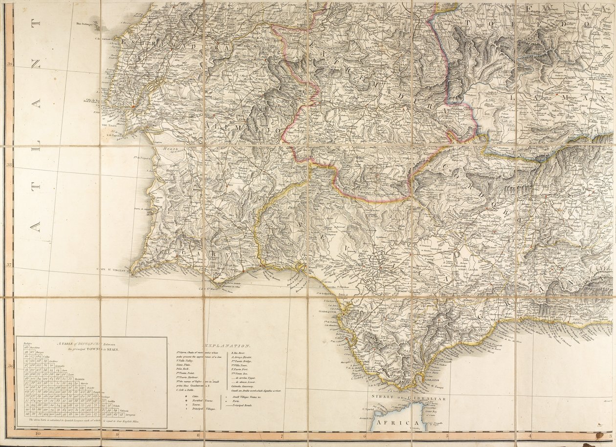 O mapa de Espanha foi usado pelo Duque de Wellington. de English School