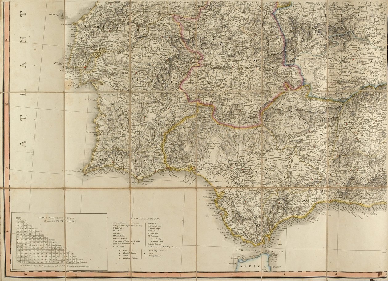 O mapa de Espanha foi usado pelo Duque de Wellington. de English School