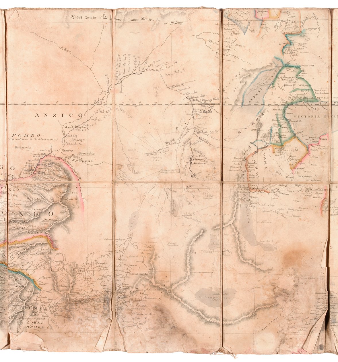 Mapa da região do Congo, de um álbum pertencente a Henry Morton Stanley de English School