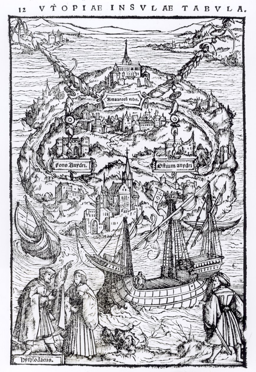 Mapa da Ilha da Utopia, frontispício do livro de English School