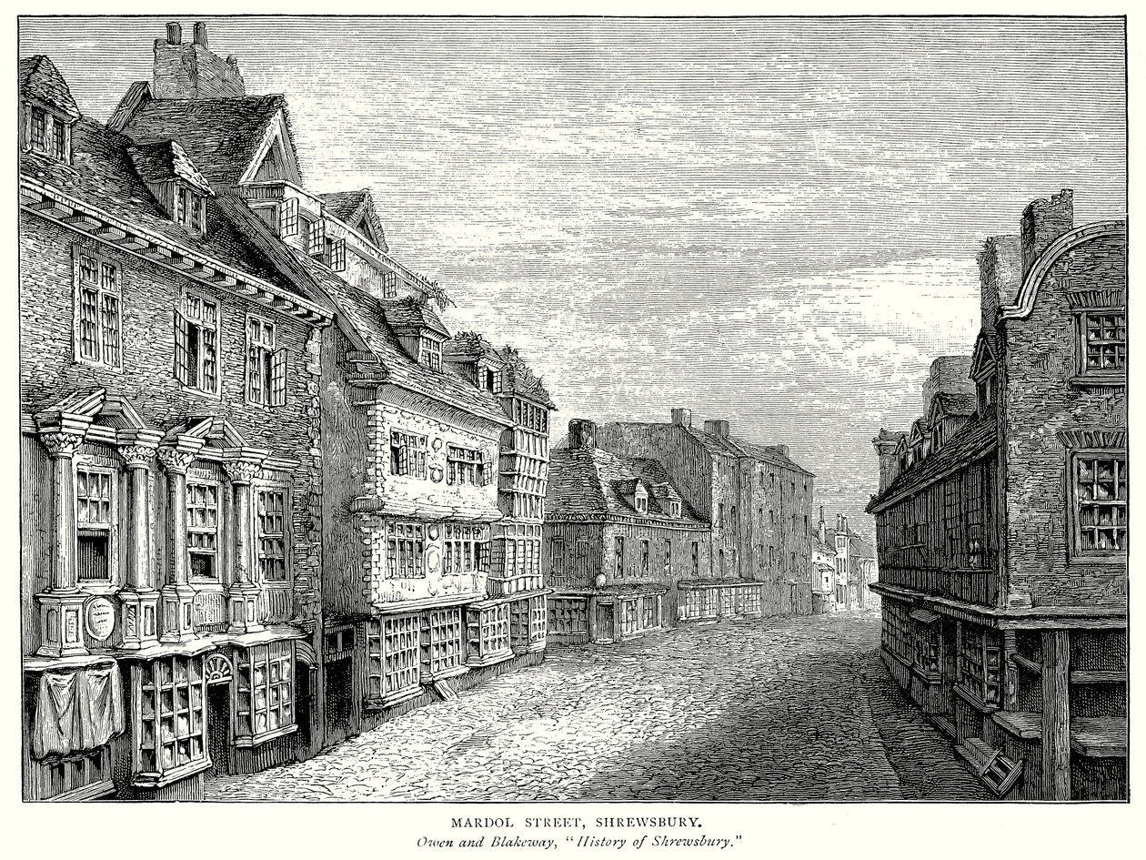Mardol Street, Shrewsbury (gravura) de English School