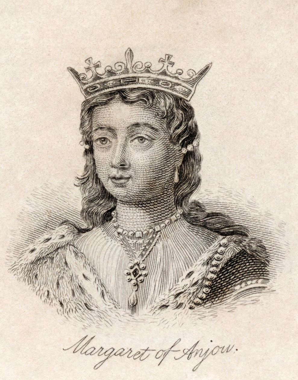 Margaret de Anjou, do &39;Crabb&39;s Historical Dictionary&39;, publicado em 1825 de English School