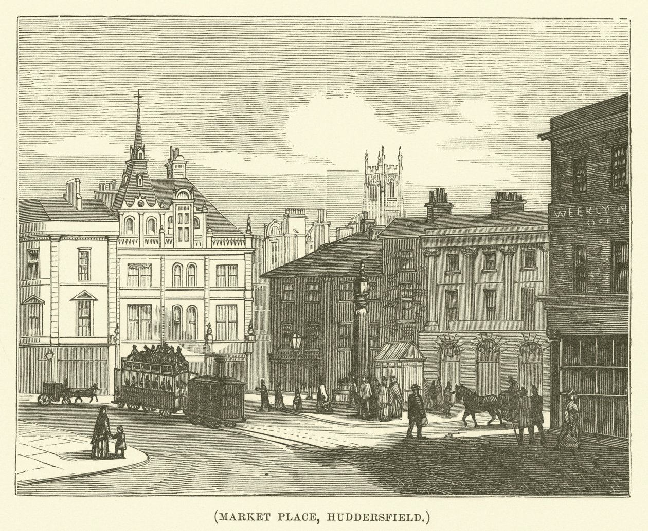 Praça do mercado, Huddersfield (gravura) de English School