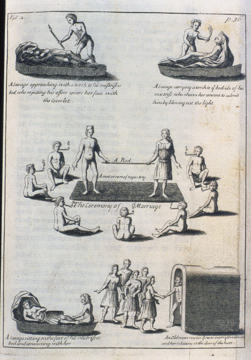 Costumes de casamento, 1703 (gravura de English School