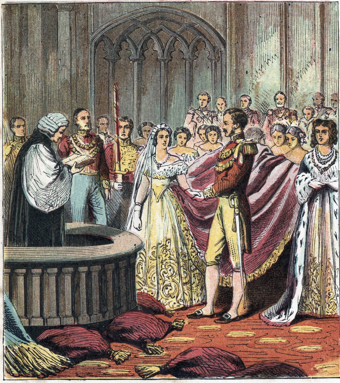 Casamento da Rainha Victoria Iere (1819-1901) e do Príncipe Alberto de Saxónia Cobourg Gotha (Saxónia-Coburgo-Gotha de English School