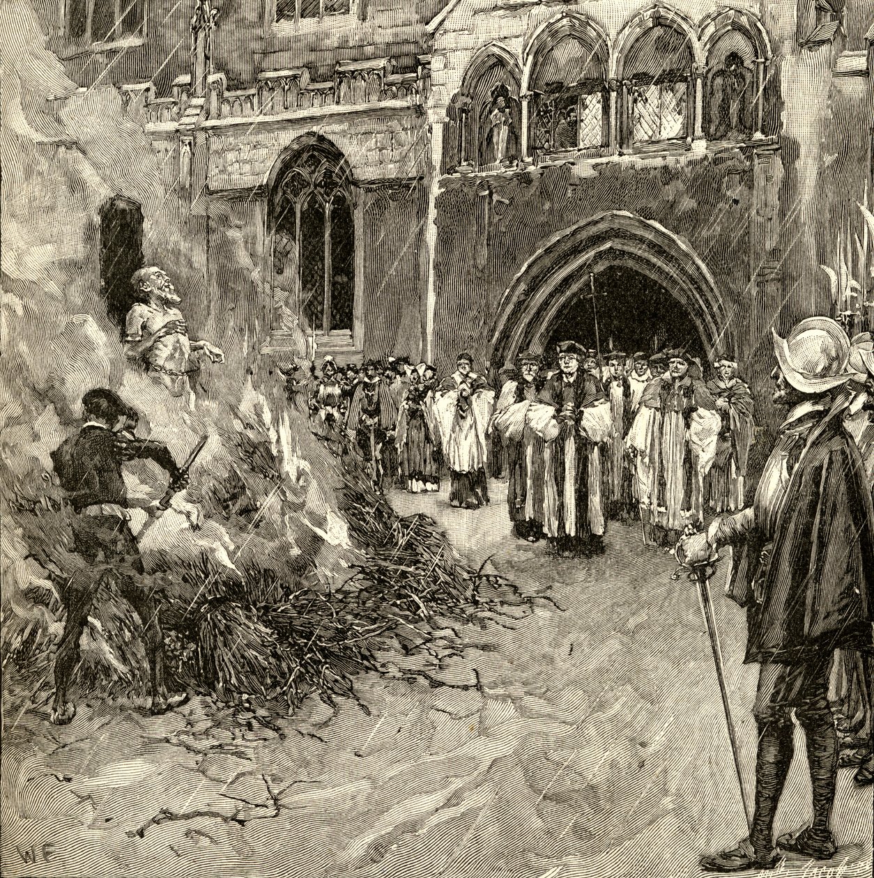 Martírio de John Hooper (c.1495-1555) em Gloucester de English School