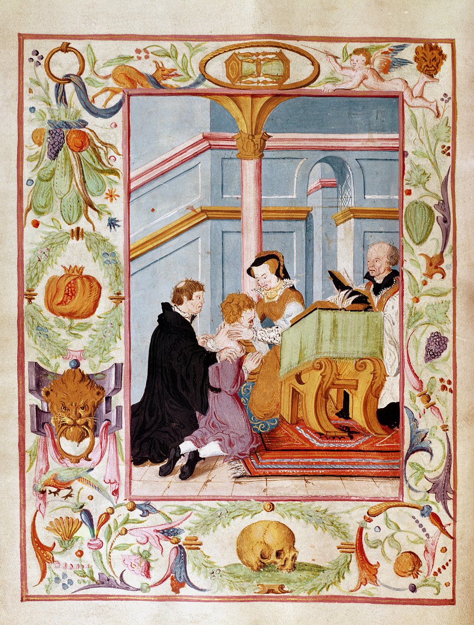 Mary Tudor (1516-58) Curing the Kings Evil (wc no papel) de English School