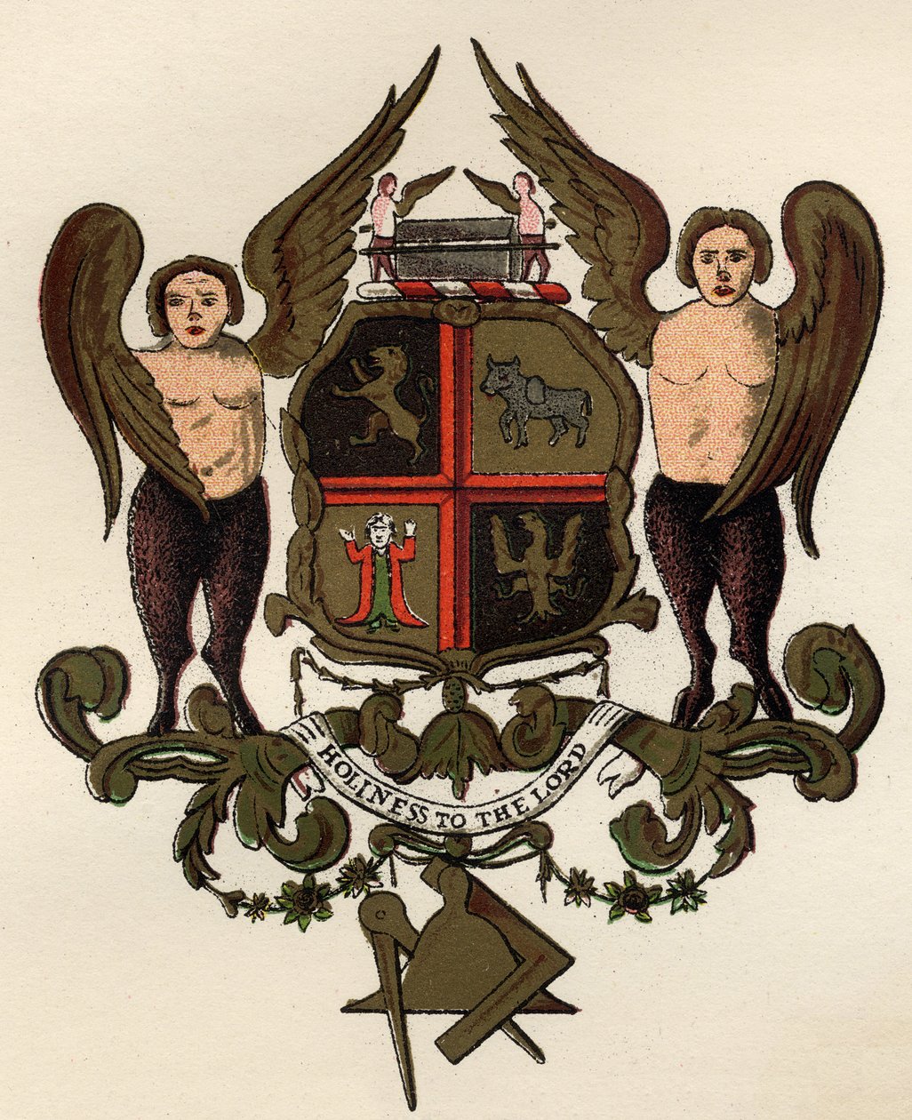 Braços maçônicos, depois de um painel pintado na posse de WHY Rylands, de A História da Maçonaria, volume II, publicado por Thomas C. Jack, Londres, 1883 de English School