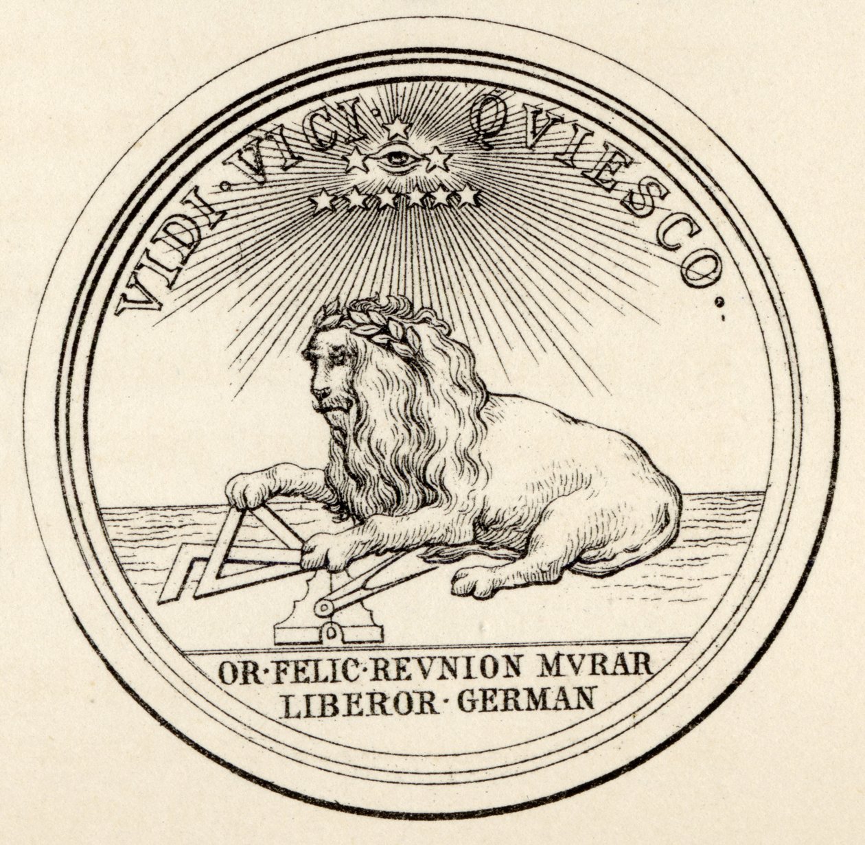 Selo maçônico, de "A História da Maçonaria, volume III", publicado por Thomas C. Jack, Londres, 1883 de English School