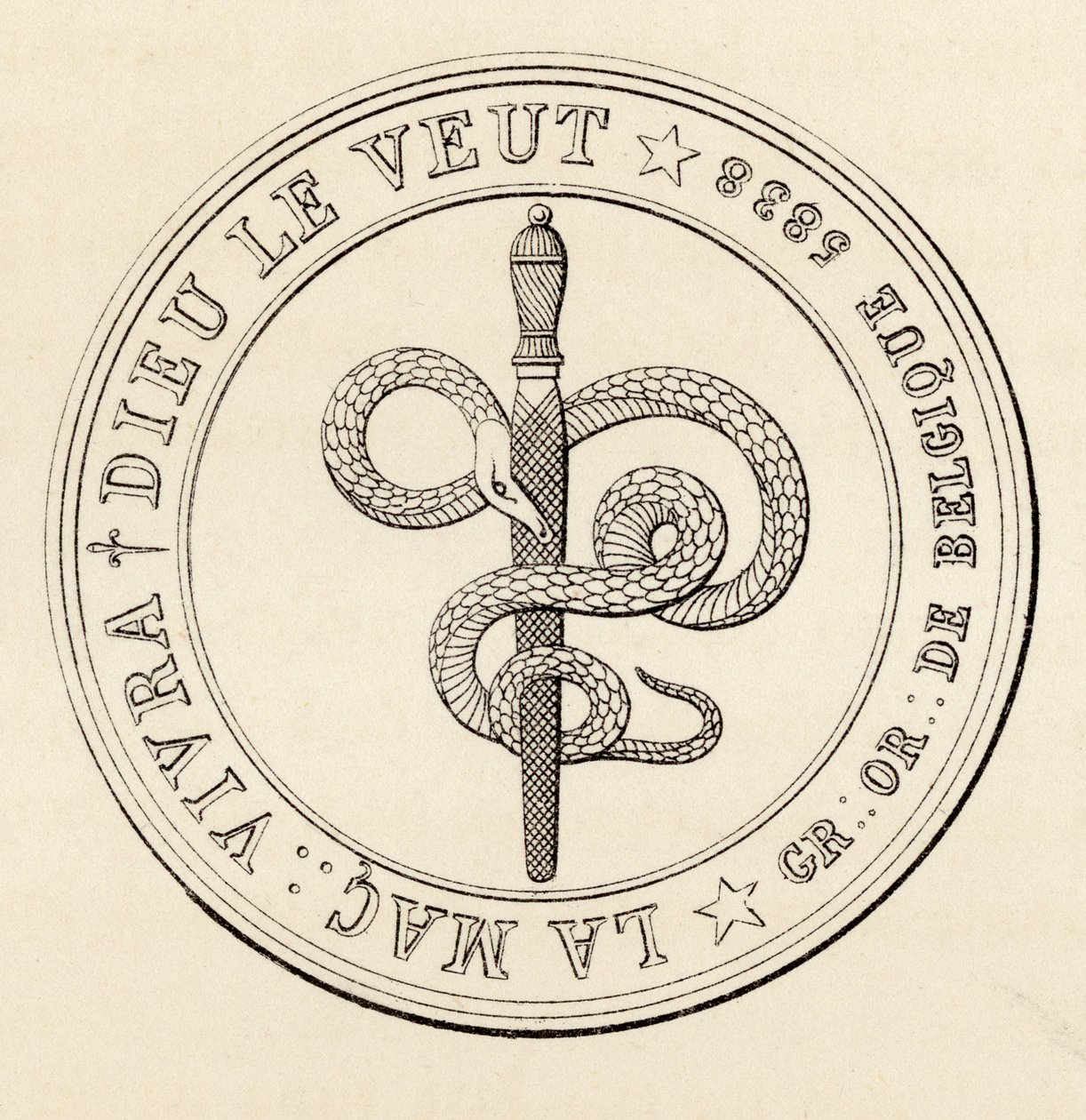 Selo maçônico, de "A História da Maçonaria, volume III", publicado por Thomas C. Jack, Londres, 1883 de English School