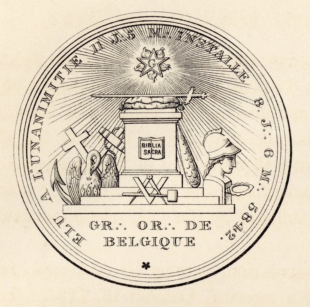 Selo maçônico, de "A História da Maçonaria, volume III", publicado por Thomas C. Jack, Londres, 1883 de English School