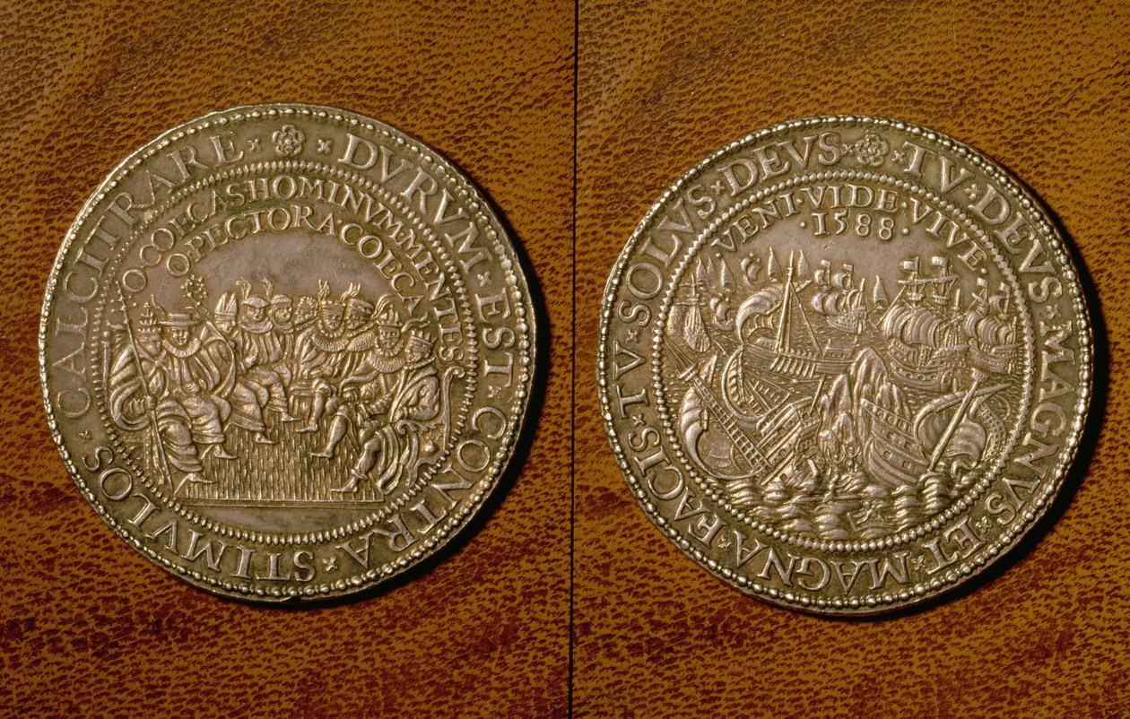 Medalha comemorativa da derrota da armada espanhola, 1588 (prata) de English School