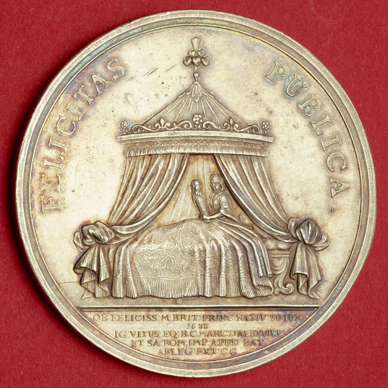Medalha comemorativa do nascimento do Príncipe James, 1688 (prata dourada) de English School