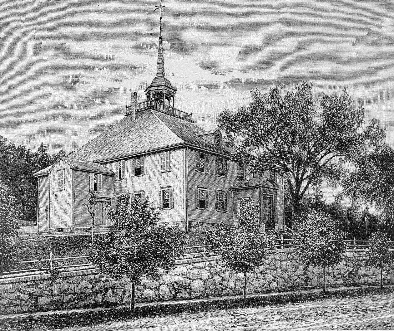 Casa de reunião em Hingham, ilustração do volume III de &39;Narrativa e crítica da história da América&39;, 1886 de English School