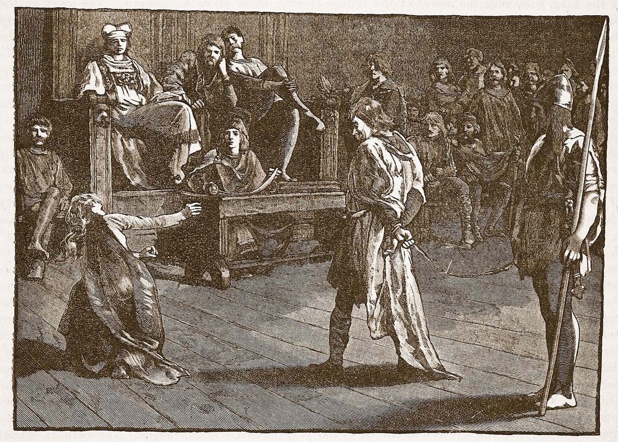 Reunião do Shire-Moot, c.835, ilustração da História Ilustrada de Cassells da Inglaterra (foto sépia) de English School