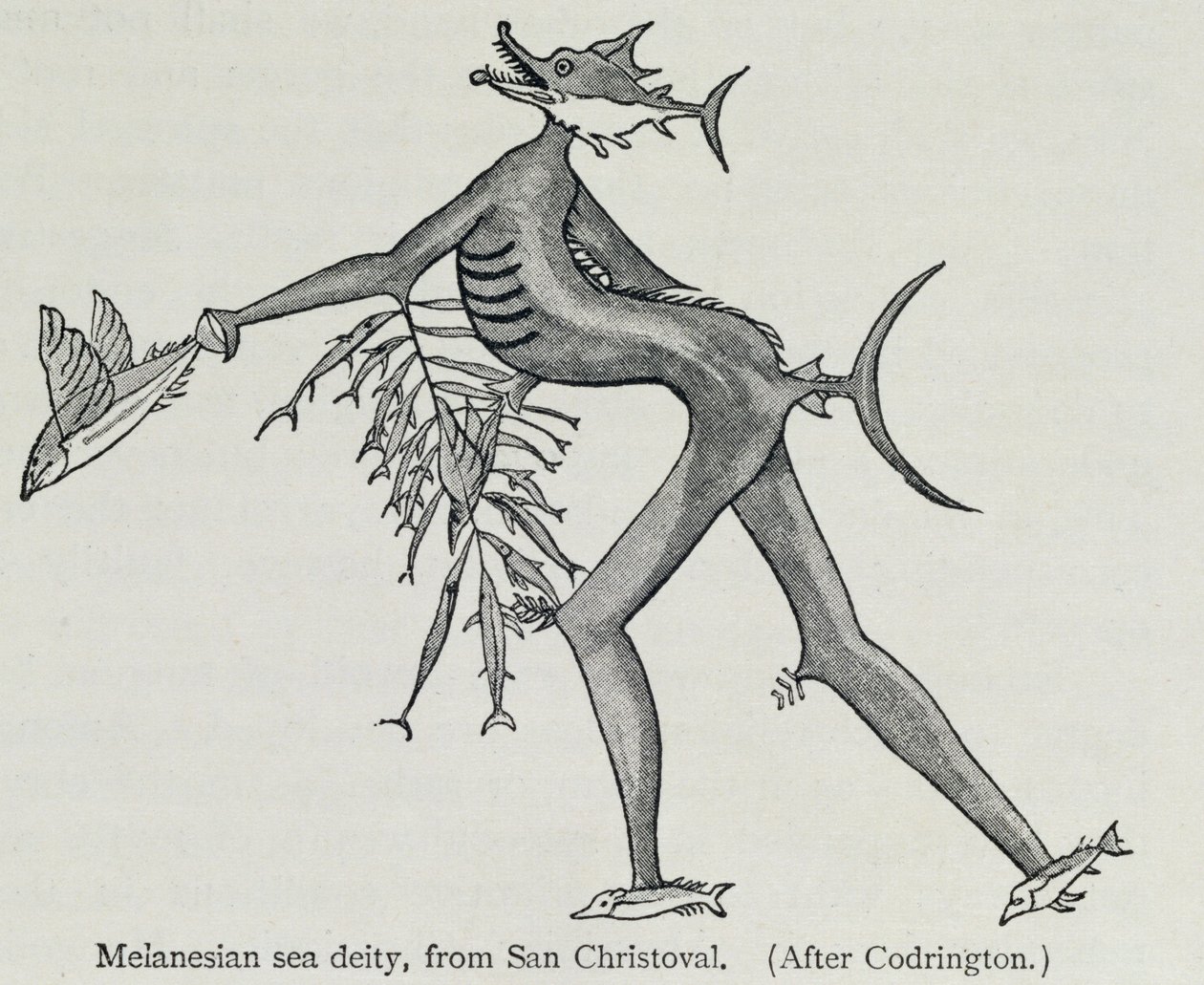 Divindade do mar da Melanésia, de &39;The History of Mankind&39;, Vol. 1, do Prof. Friedrich Ratzel, 1896 de English School