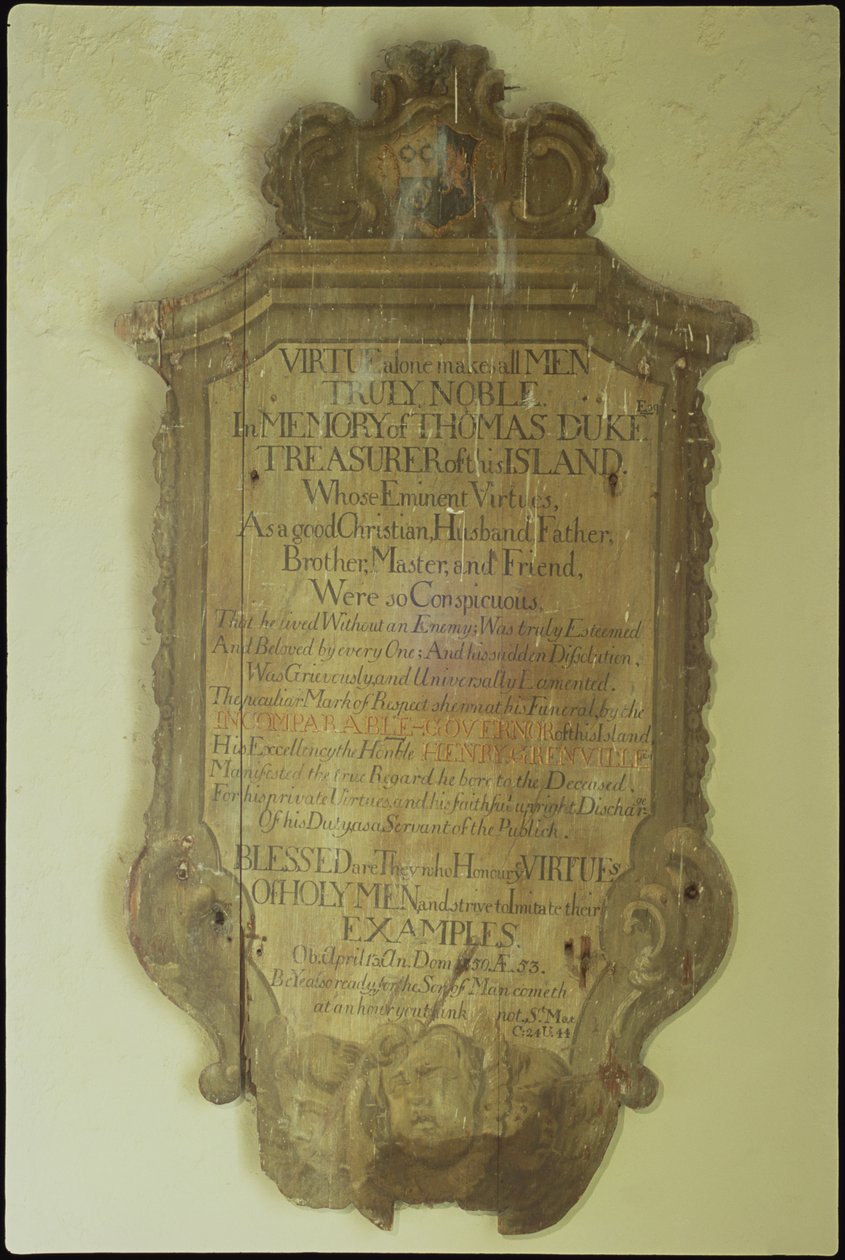Memorial a Thomas Duke, 1750 (madeira pintada) de English School