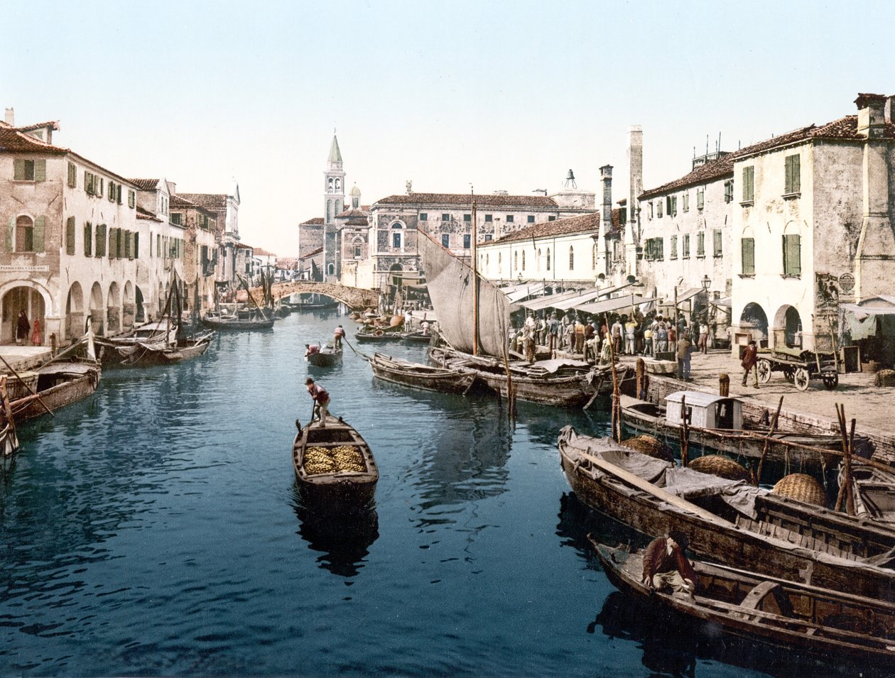 Mercado de Peixe, Chioggia (foto colorida à mão) de English School