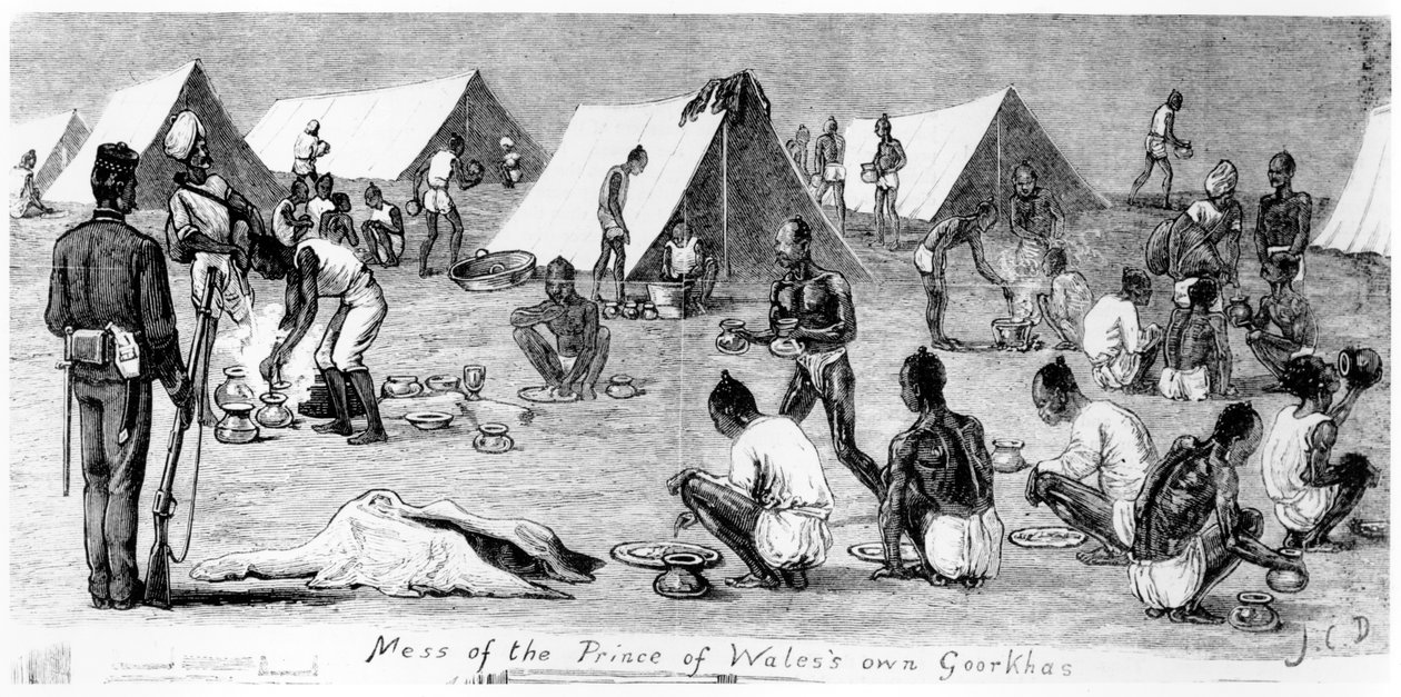 Bagunça do Príncipe de Waless possui Goorkhas, 1878 de English School