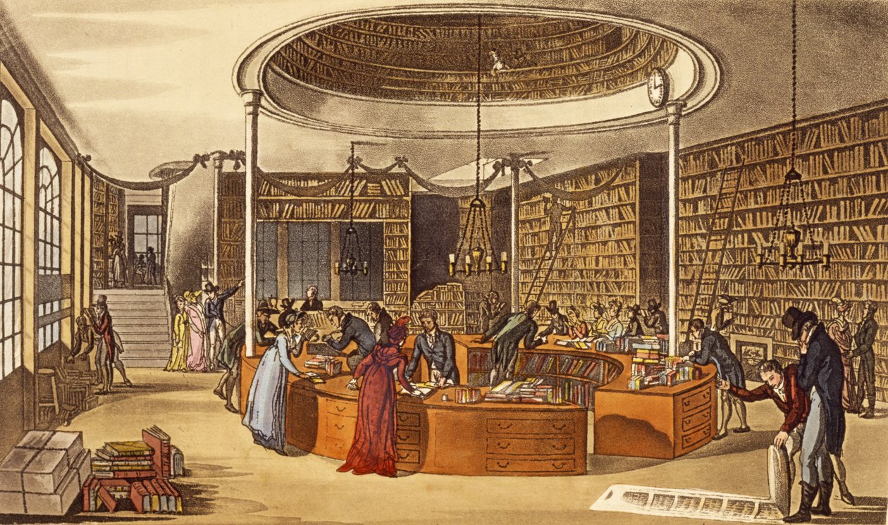 Srs. Lackington Allen and Co., 1809, Livreiro das Temple Muses, Finsbury Square de Ackermanns Repositório de Artes, Literatura, Comércio, Fabricação, Modas e Política, pub. 1809 (mão-co de English School