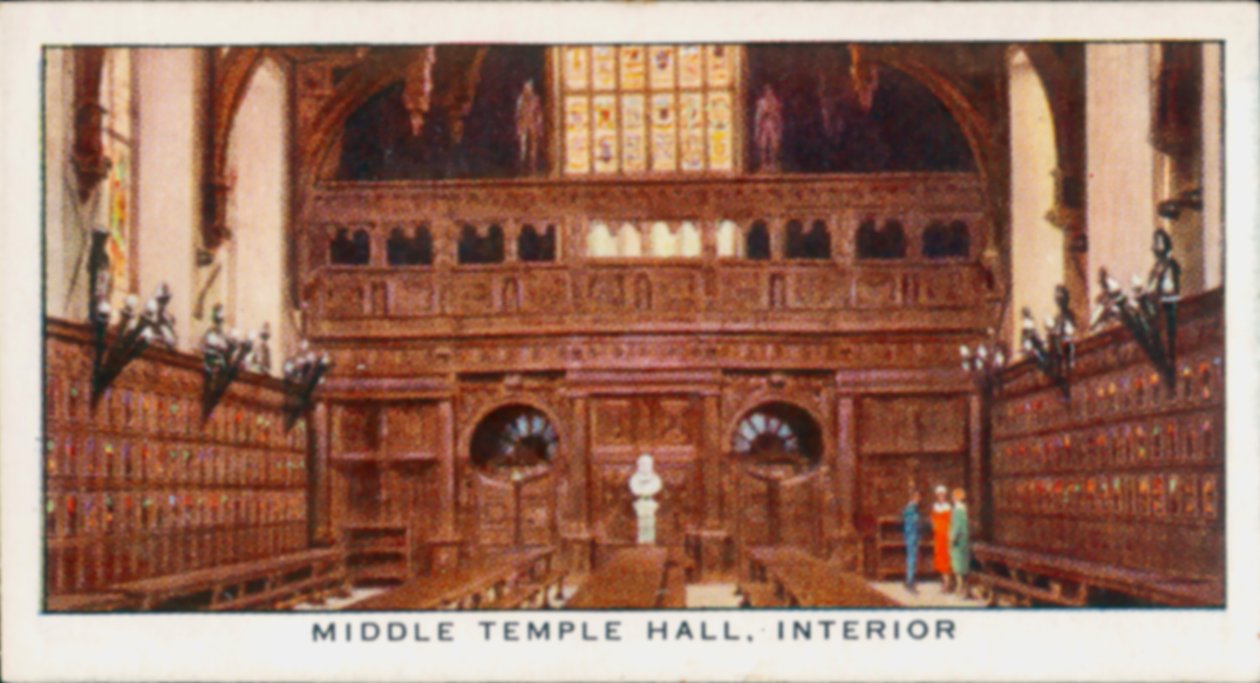 Middle Temple Hall, Interior (litografia a cores) de English School